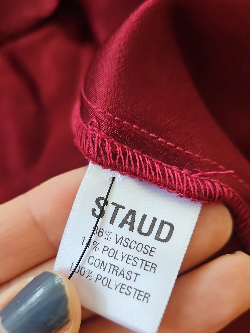Nwt STAUD Burgundy Long-Sleeve Bow Maxi Dress 6 - Picture 12 of 15